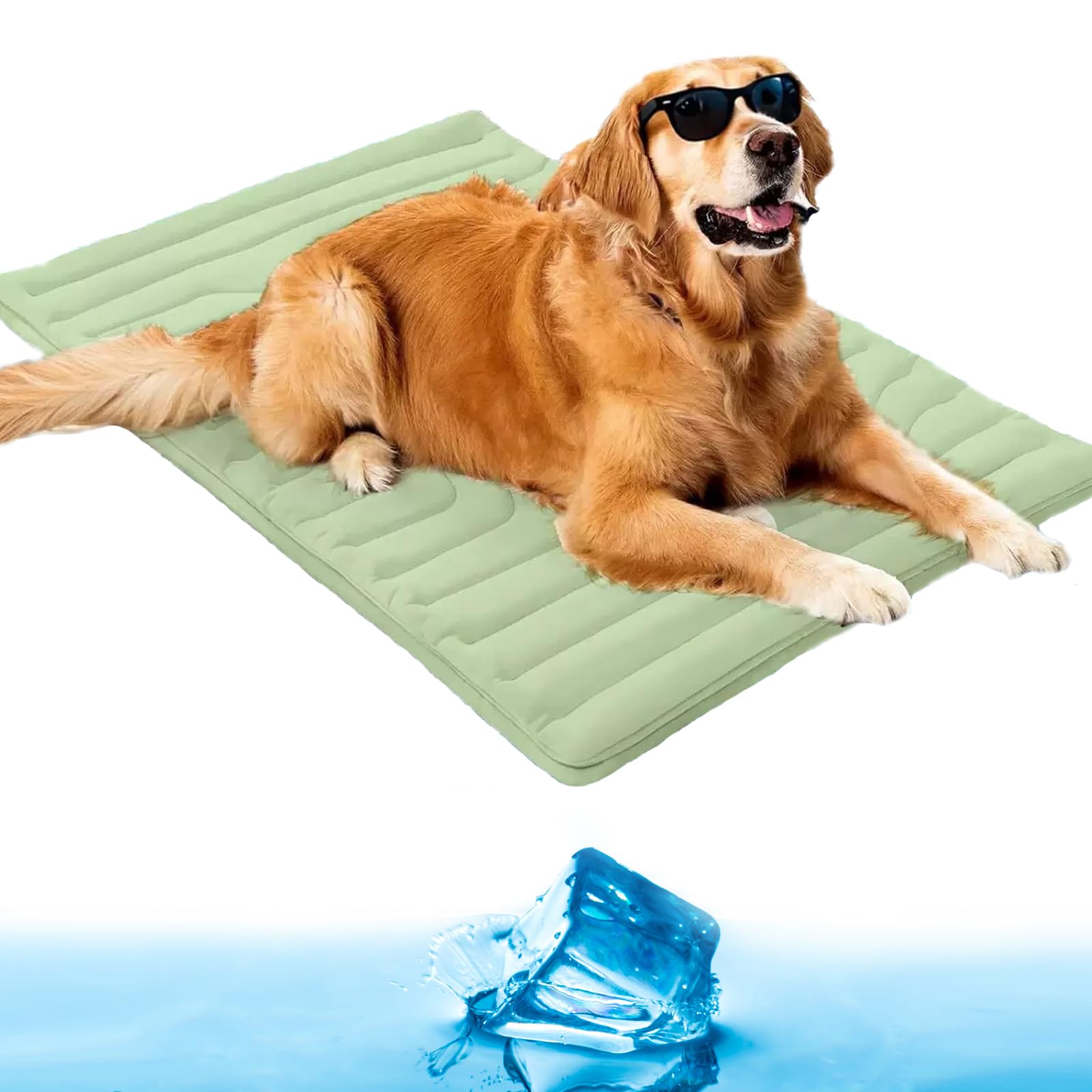 Auto‑Rinfrescante Pet Cooling Mat per Cani Gatti,Tappetino Refrigerante Innovativo,Tappetino Reversibile Lavabile,Senza Ghiaccio né Elettricità,Arc‑Chill Tecnologia, Antiscivolo (Verde, 150×102cm)