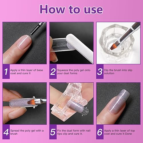 Miniatura 8 de XIFEPFR Kit de solución deslizante de gel de polietileno, solución antideslizante de gel de extensión de 4 onzas, solución de poligel antiadherente