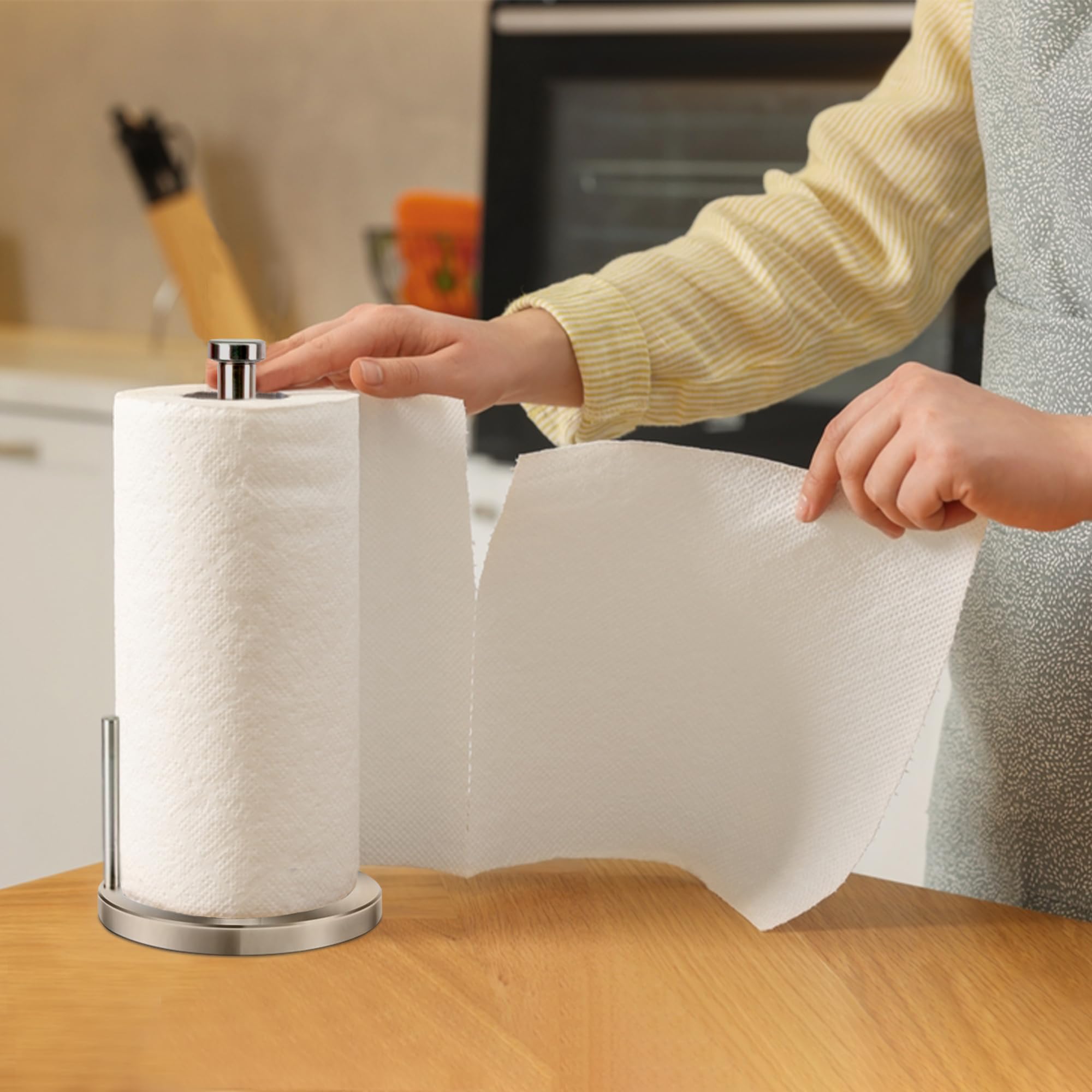 Portarrollos y Porta Servilletas, Soporte para Toallas de Papel de Acero Inoxidable (Plateado)