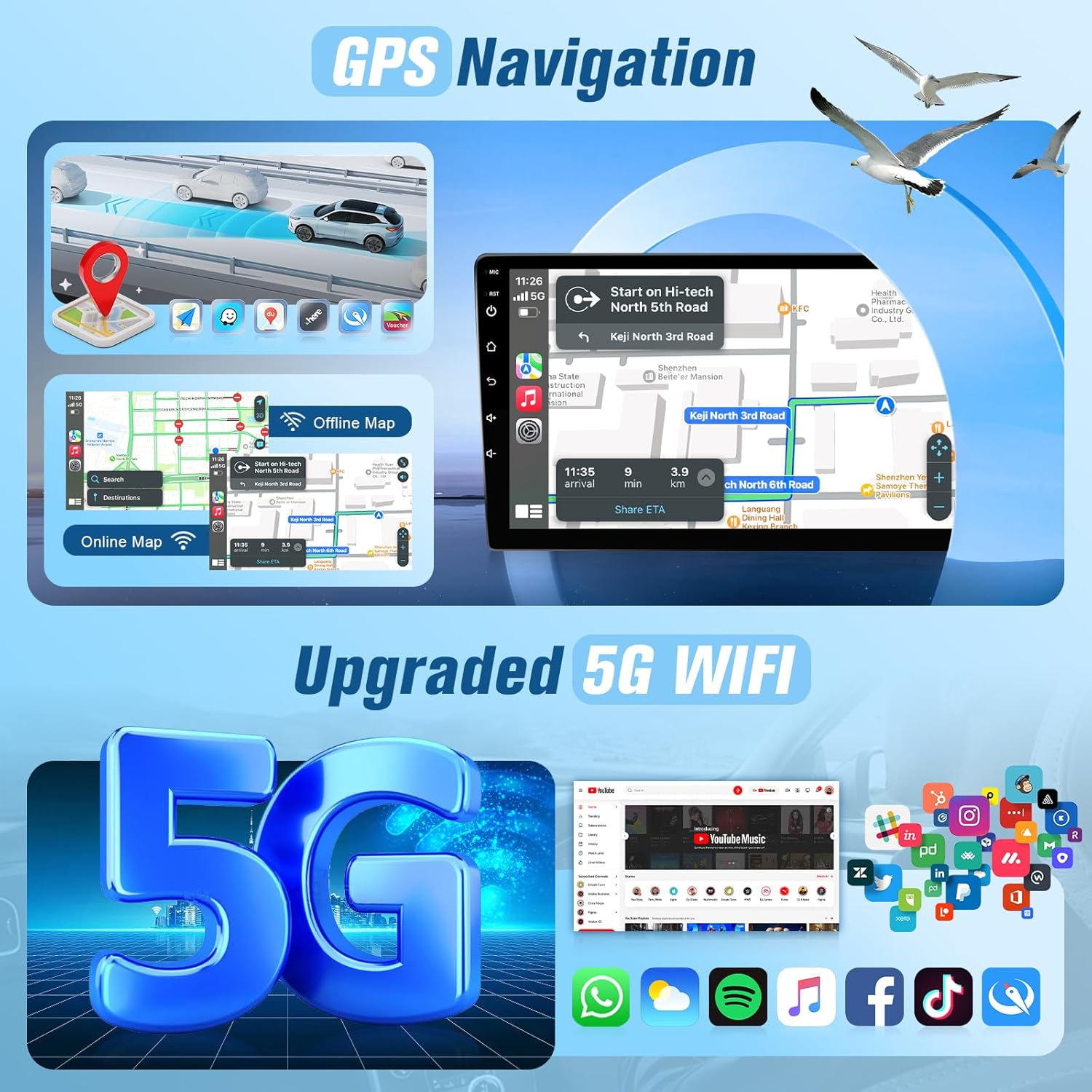 2+32GB Car Stereo for Toyota Corolla 2003-2008 Radio (For J-B-L) with Carplay Android Auto, 9" IPS Touch Screen for Corolla Head Unit with in-Dash GPS, WiFi, BT + MIC + Backup Camera + CANBUS