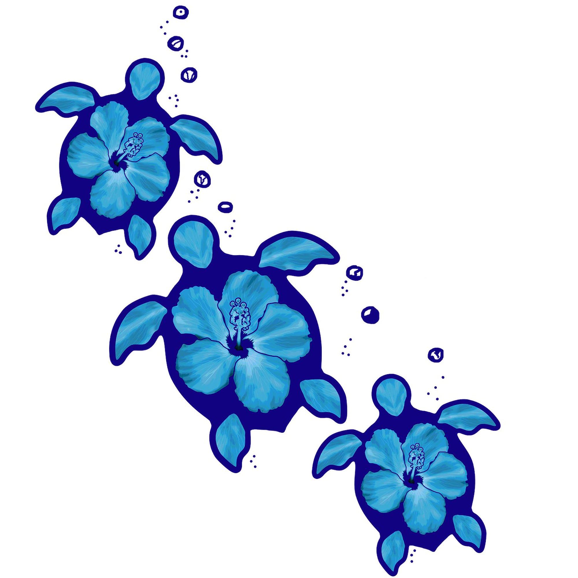 CafePress Blue Hibiscus Honu Turtles Sticker Square Bumper Sticker Car Decal