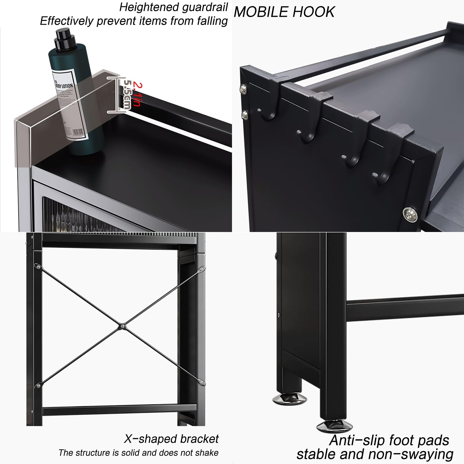 Mobiletto nizer sopra WC - 4 Ripiani Mensola Bagno Bianco in Metallo Soluzione Salvaspazio per Bagno e Lavanderia Portaoggetti Elegante e Funzionale