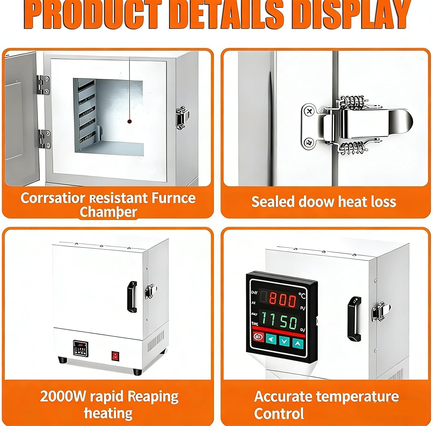 Horno Eléctrico 2000W, Horno de Mufla Digital 1150°C/2102°F, Horno de Calcinación de Sobremesa para Joyería, Fusión de Metales, Fundición a la Cera y Cerámica, Precisión ±1°C, Calentamiento 4 Lados