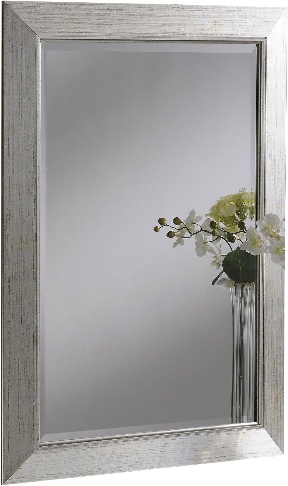 Yearn Soft Silver Framed Rectangular Mirror Bevelled 74 x 102cm