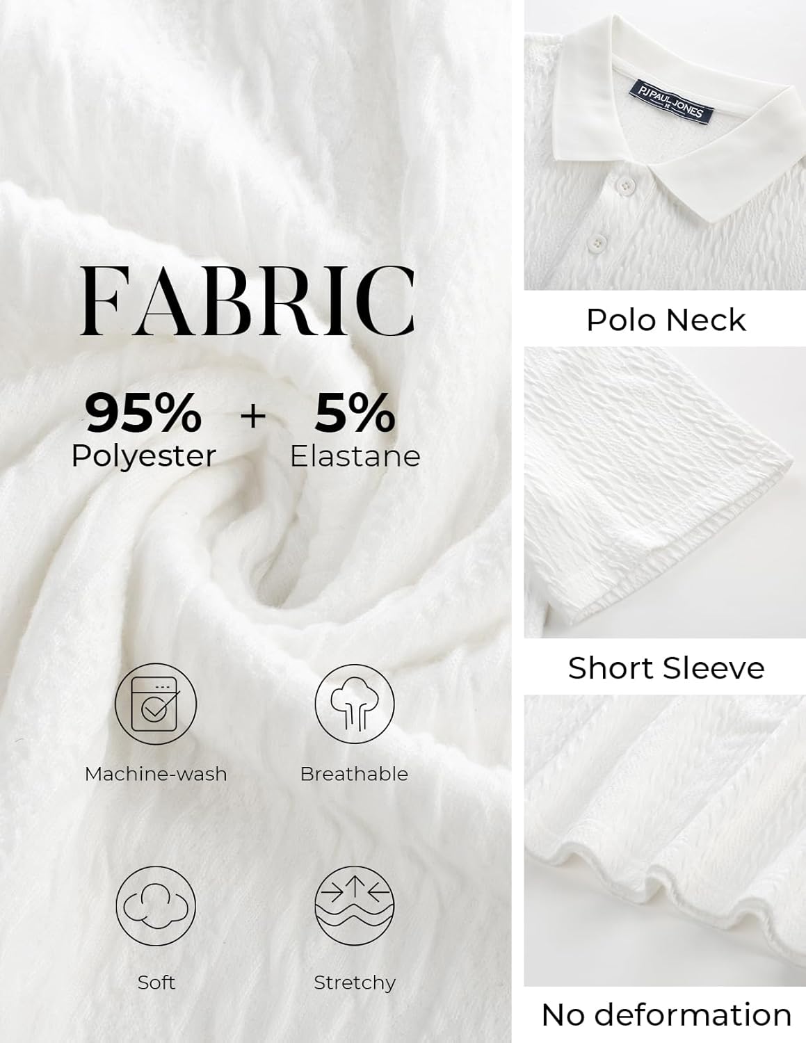 PJ PAUL JONES Mens Polo Shirts Short Sleeve Casual Collared Summer Vacation Shirts Golf Polo Shirts - Image 4