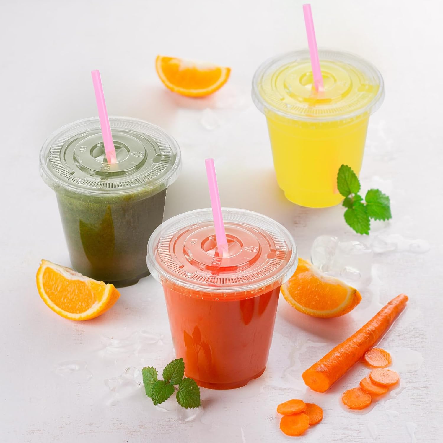 Lawei 200 Sets Clear Plastic Cups with Lids, 10 Oz Disposable Cold Drinking Cups, Plastic Party Cups with Straw Slot Lids for Beverage, Iced Coffee, Smoothie, Milkshake and TO-GO Drinkings - Image 4