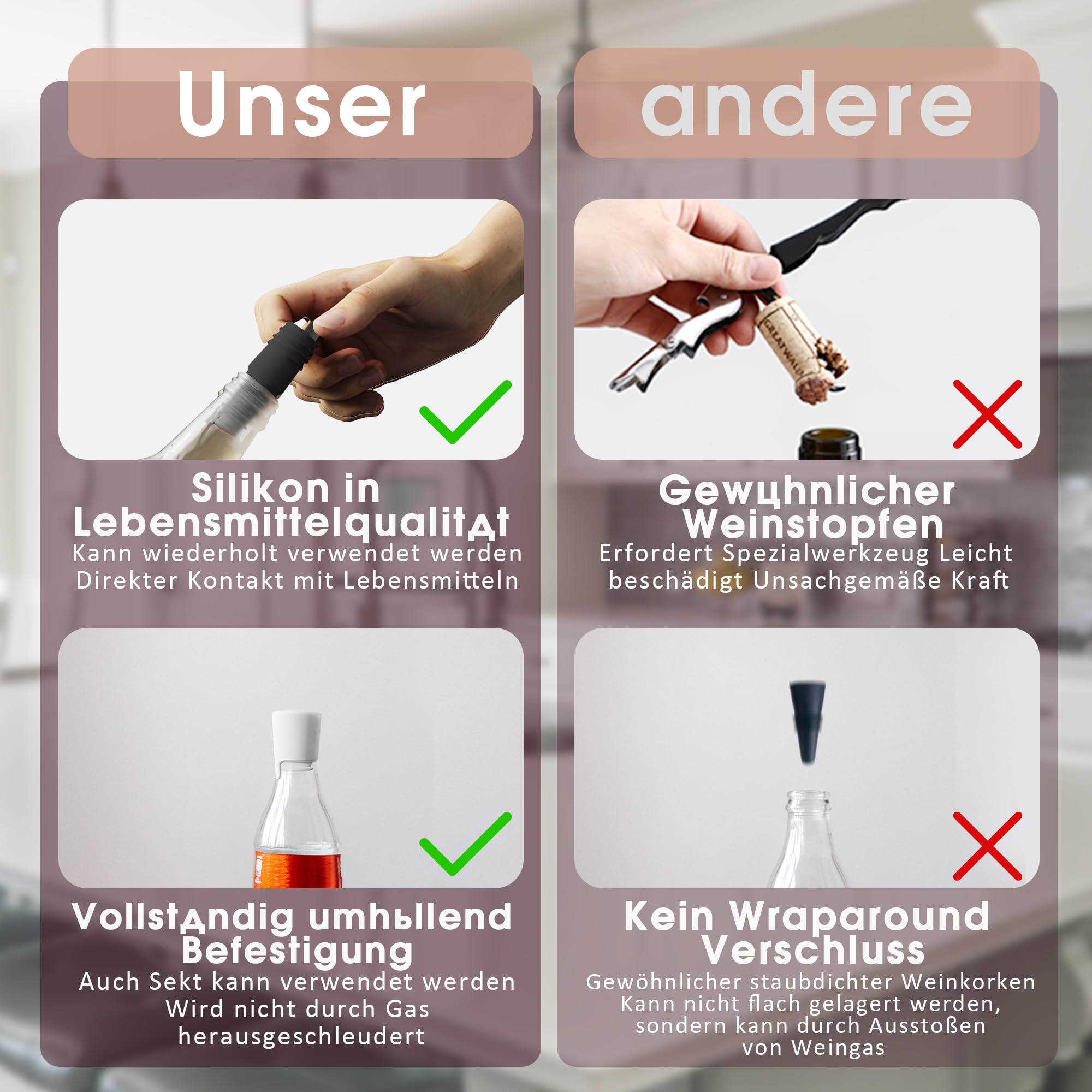 Nearockel Lot De 10 Bouchons De Bouteille De Vin Réutilisables En