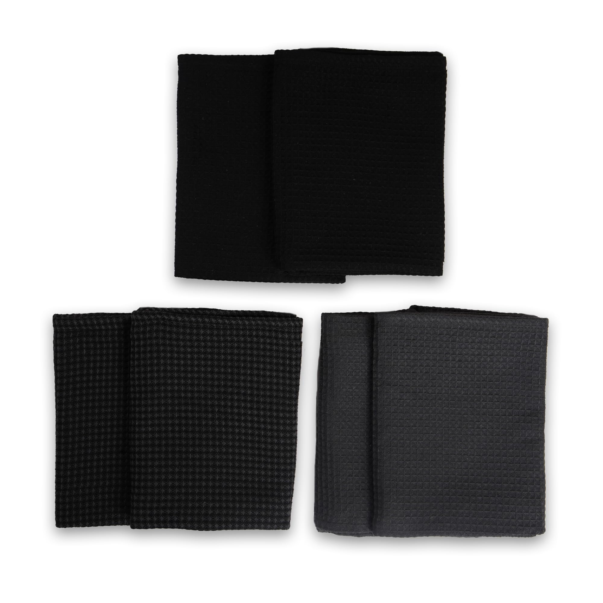Encasa XO Kitchen Dish Towels Set, Grey Black Combo, 70x45 cm (Set of 6)