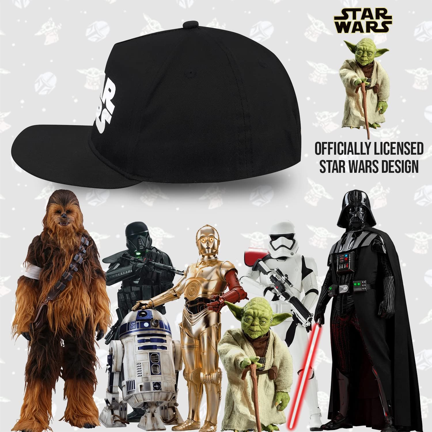 Star Wars Classic Embroidered Logo Flatbrim Baseball Cap Hat, Boys Youth - Image 3