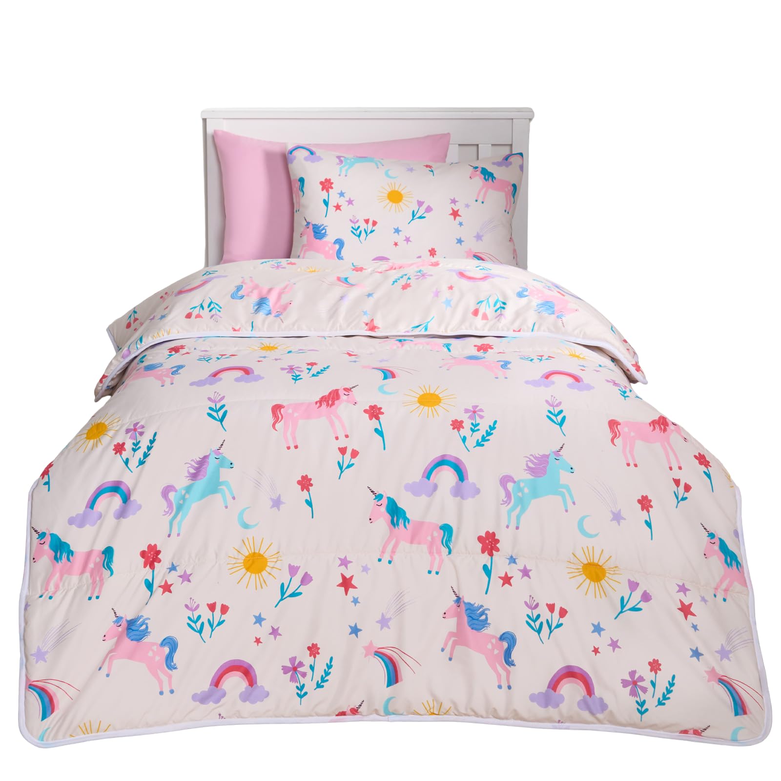 OHS Coverless 10.5 Tog Unicorn Duvet Pillowcase Kids Single Quilt Travel Bedding Set from B&Q