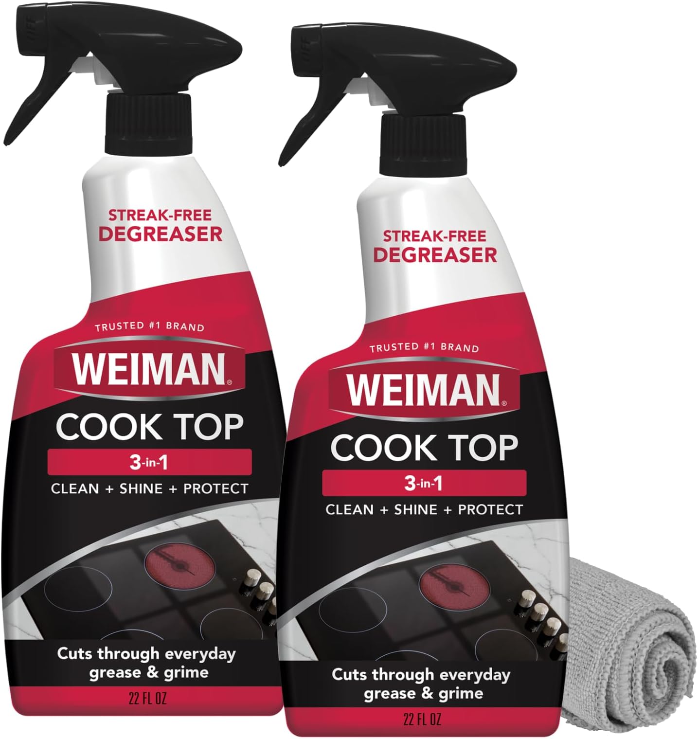 Cooktop Cleaner for Daily Use (2 Pack) Streak Free, Residue Free, Non-Abrasive Formula - 22 Ounce