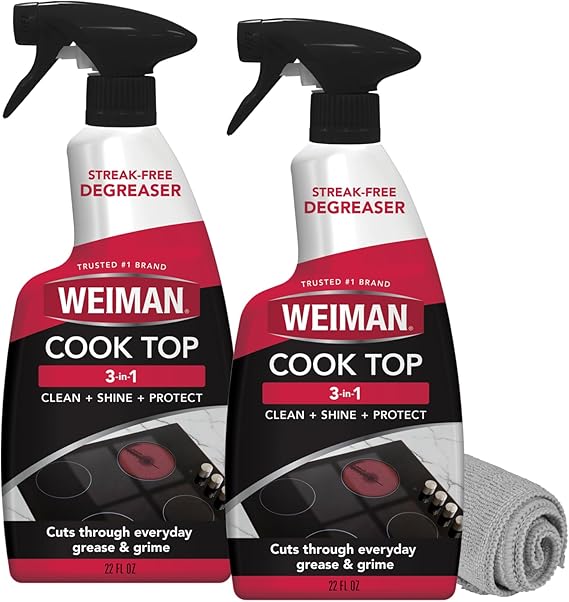 Weiman Cooktop Cleaner Spray for Daily Use, Streak & Residue Free, Non-Abrasive Formula, 2 Pack with Micro Towel Weiman Cooktop Cleaner Spray for Daily Use, Streak & Residue Free, Non-Abrasive Formula, 2 Pack with Micro Towel