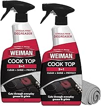 Weiman Cooktop Cleaner Spray for Daily Use, Streak & Residue Free, Non-Abrasive Formula, 2 Pack with Micro Towel