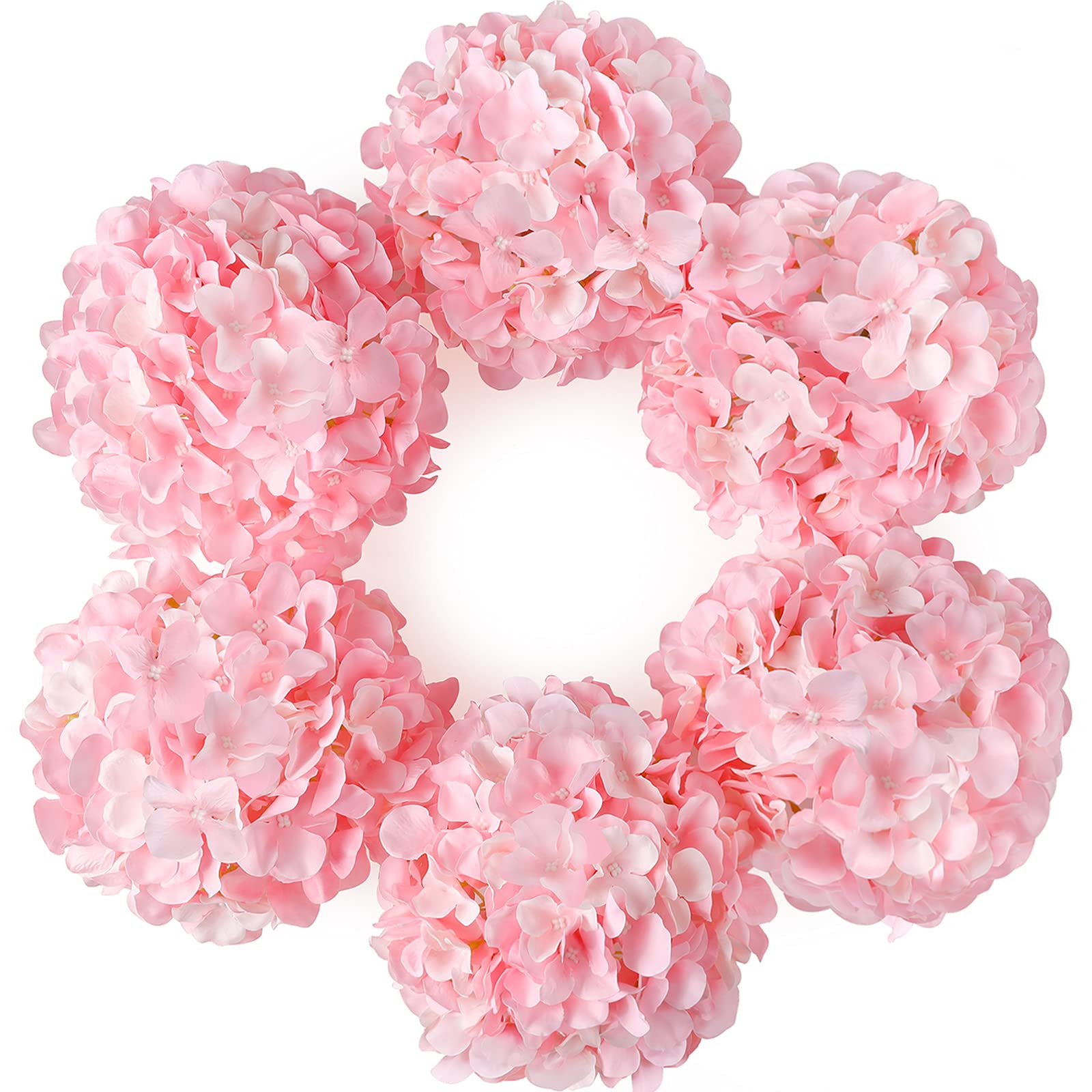 Duhouse Pink Artificial Bigger Silk Hydrangea Flower Heads With Stem Realistic Fake Hydrangea Flower Bouquets For Wedding Home Party Garden Centerpiece Pack Of 6(Pink)