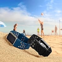 Vista 9 de Getino Bandas compatibles con Fitbit Charge, correas deportivas de repuesto ajustables transpirables suaves para Fitbit Charge 5/6, Negro