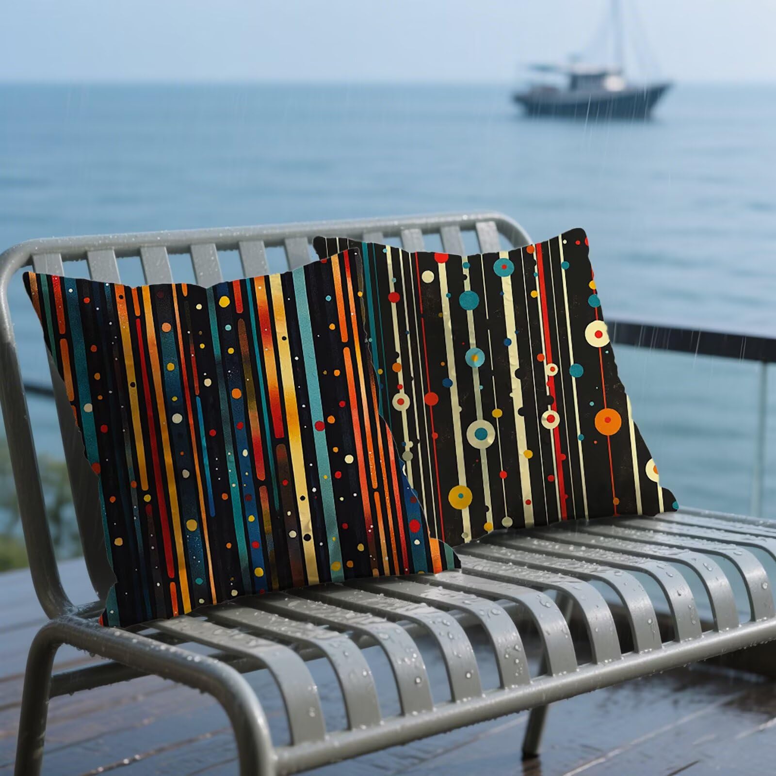 Housse de coussin extérieur rétro pour vos après-midis détente au jardin | Lot de 2 étanches