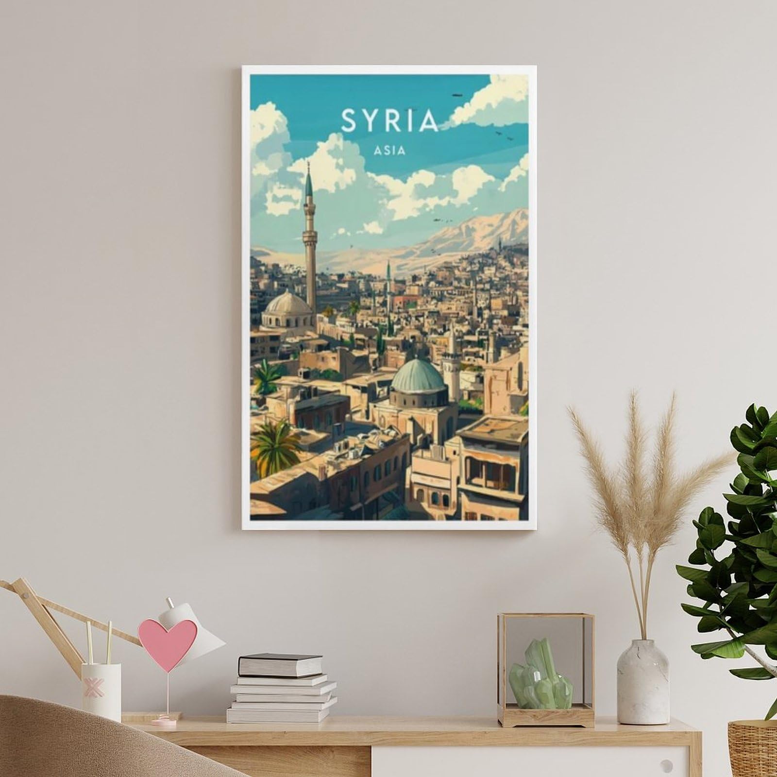 Homs Siria Arte De La Pared Vintage Print Poster Canvas Map