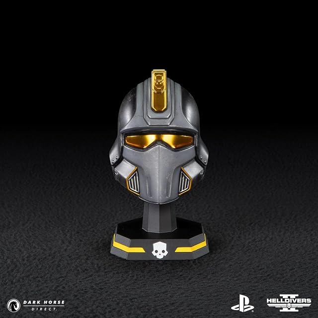 Foto 5 de 8 de Dark Horse Helldivers 2: Hero of The Federation - Casco réplica a escala 1:4, 4.5 pulgadas, gris, dorado