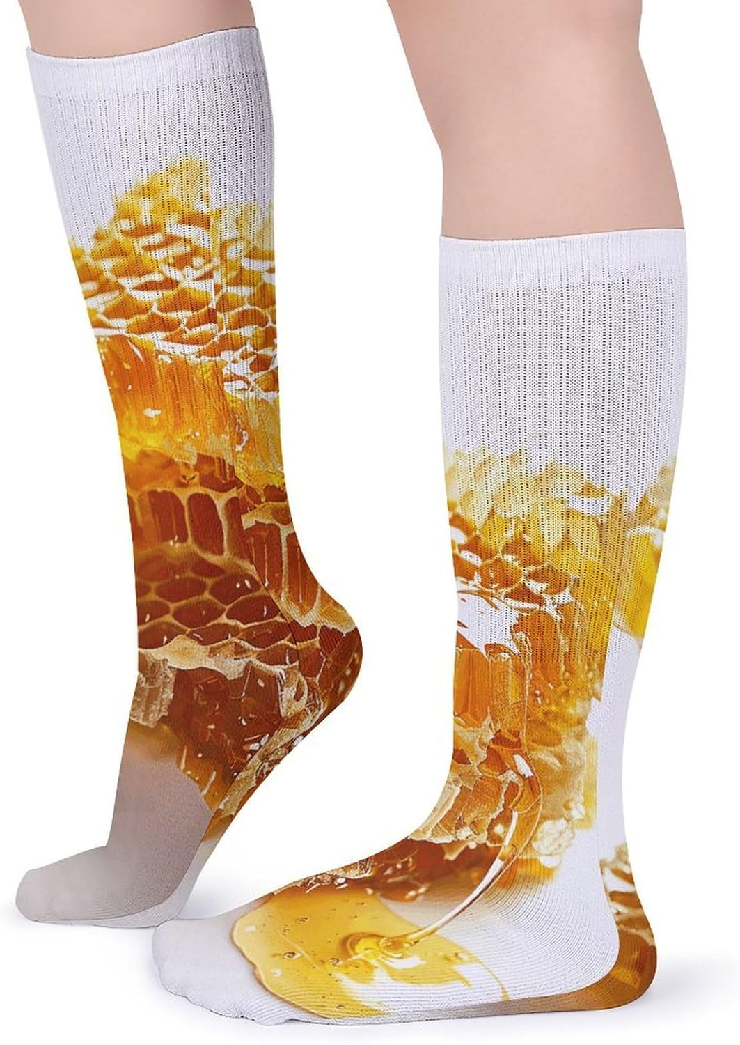 Socks 5 Pairs for Men Women Crew Athletic Socks Soft Cotton Dripping Honey Pattern Stocks for Daily Wear