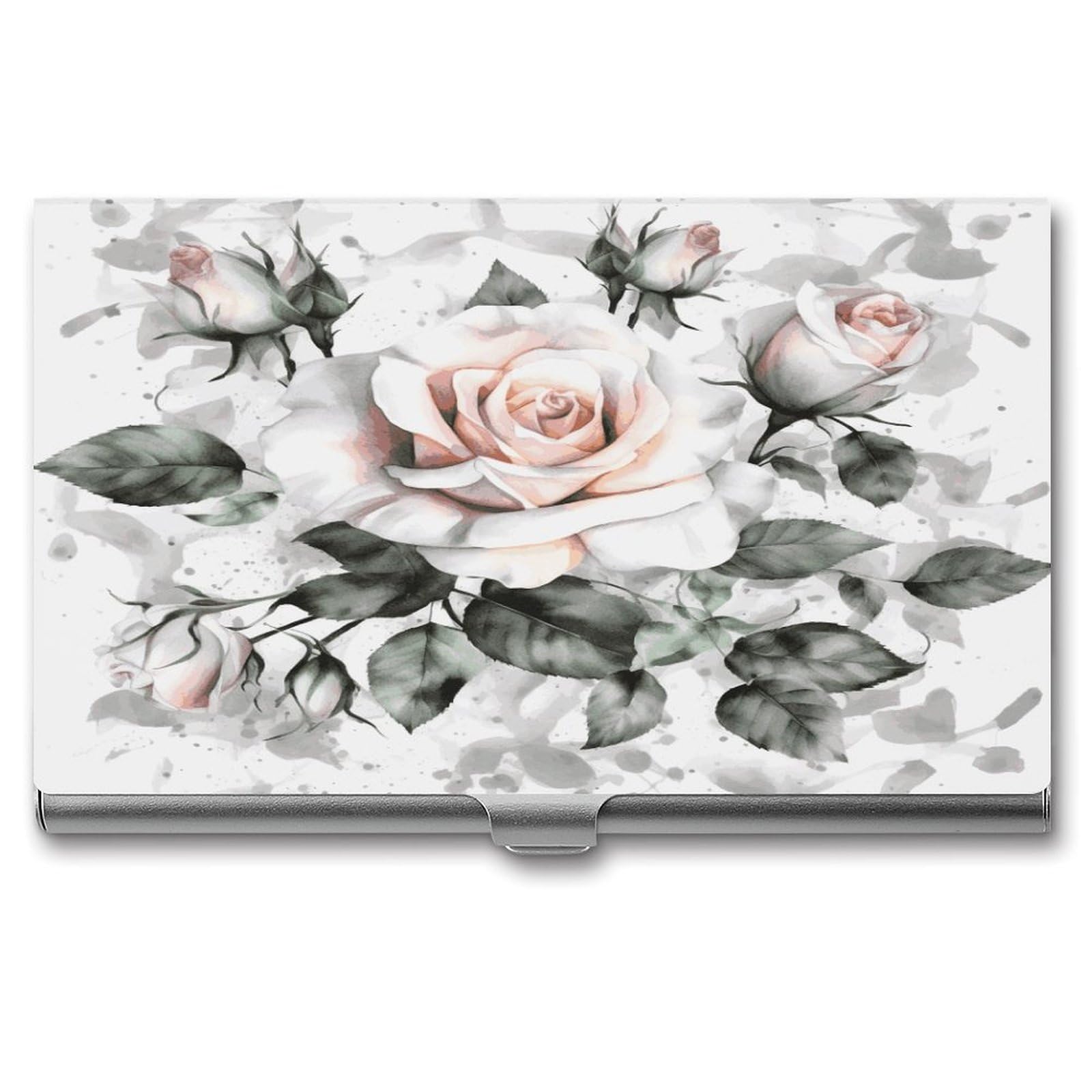 Porte-cartes de visite floral rose en métal idéal pour répertoires et réunions de réseau