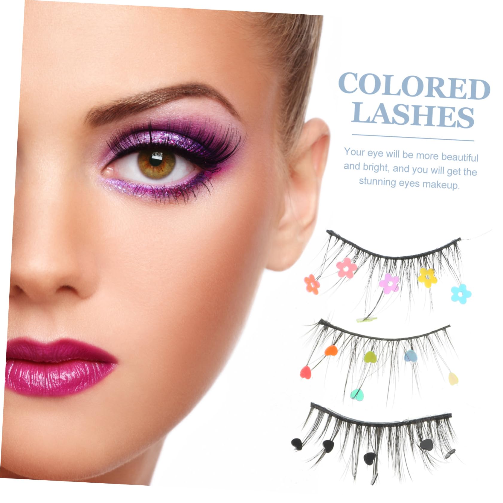 MAGICLULU 4 Sets Mädchen-paillettenwimpern Falsche Wimpern Individuelle Falsche Wimpern Für Frauen Farbenfrohe Und Stilvolle Make-up-wimpern 3 Paar * 4