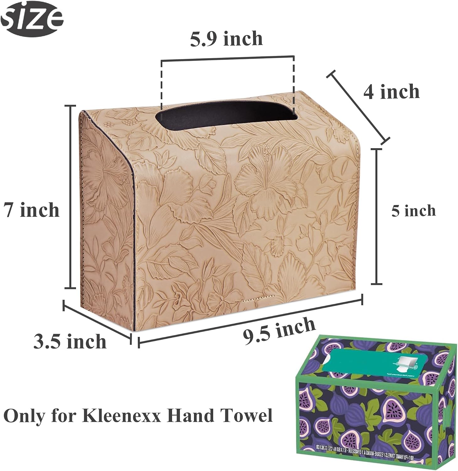 Leather Cover for Disposable Paper Hand Towel Box, Compatible with Kleenex Paper Hand Towel(1-Carved Beige) image 3