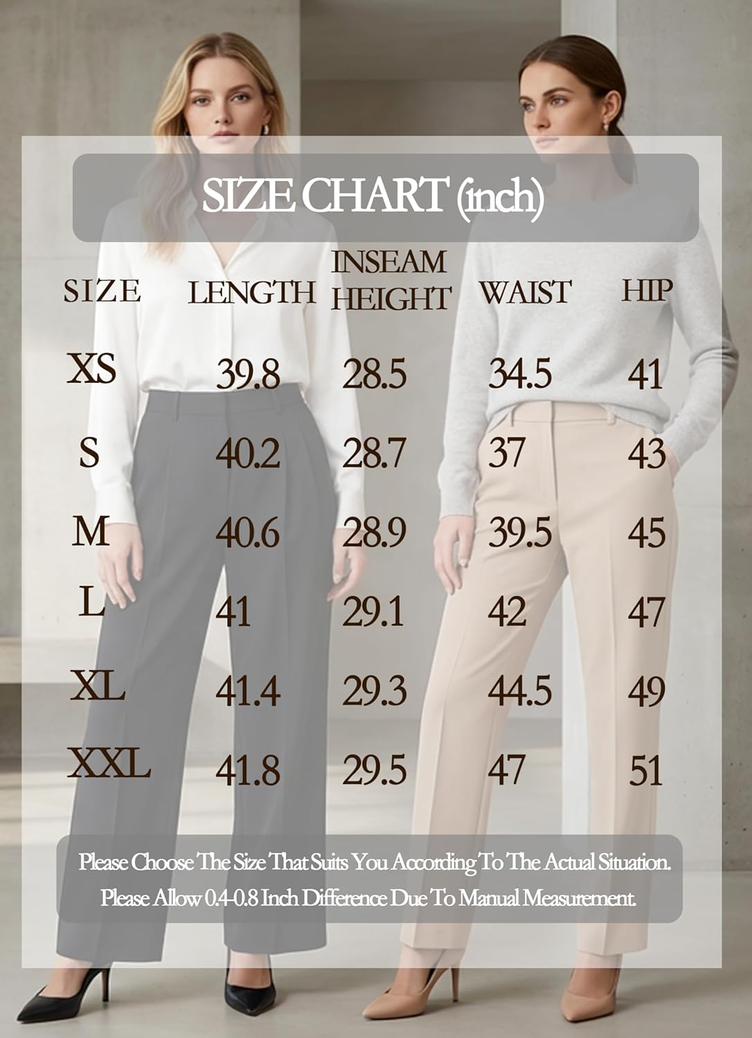 Wide Leg Dress Womens Black Dress Pants Business Casual Pants for Women with Pockets