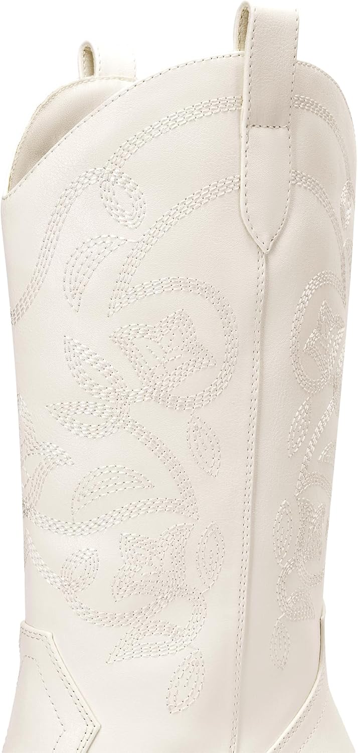 DREAM PAIRS Cowboy Boots for Women Cowgirl Western Boots Fashion Embroidery Stitched Chunky Heel Mid Calf Boots - Image 6