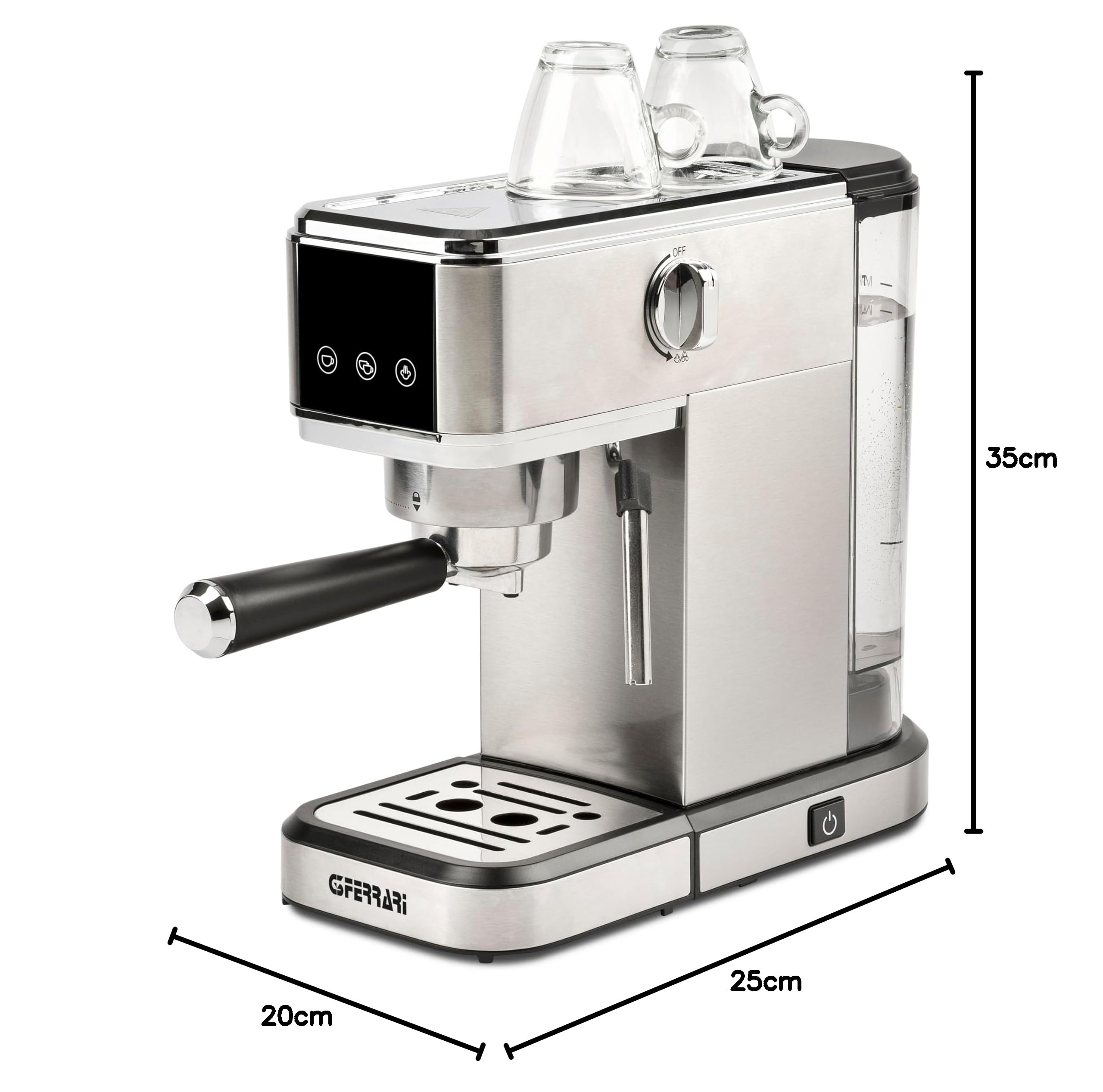 G3 Ferrari G10189 Tiffany Macchina da Caffè Espresso,15 Bar, Scaldatazze, Compatibile con Cialde e Caffè in Polvere, Funzione Standby e Sleep, Cappuccinatore, 3 Filtri INOX, Serbatoio 1L