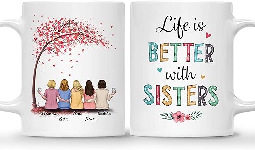 Miniatura 47 de Gossby Taza personalizada para mejor amiga, regalo personalizado para mujeres con diseños, nombres, cumpleaños, regalo de taza de Navidad para 4