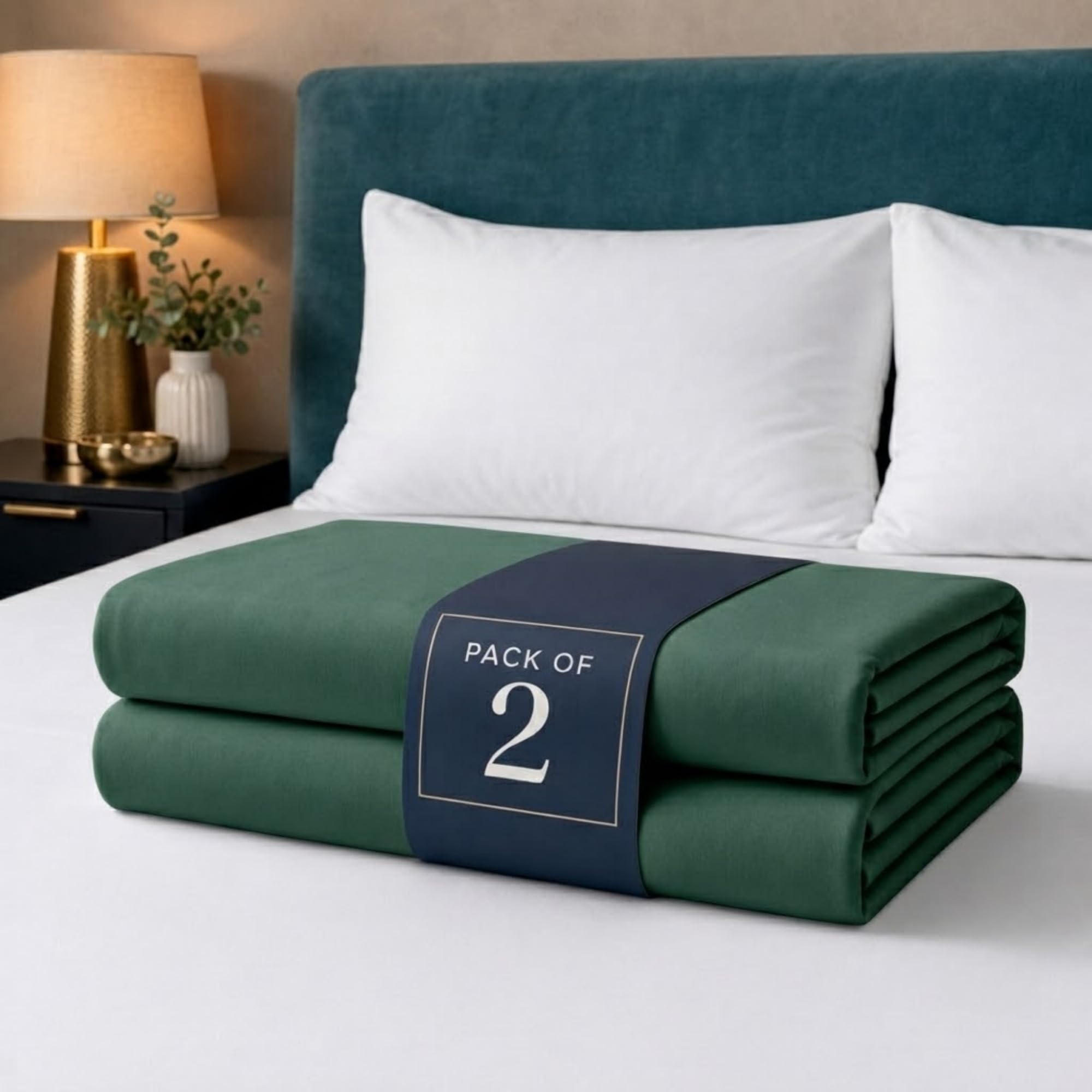 Z&A Bedding Emerald Green Fitted Sheet 2x Single - 30CM Extra Deep Elastic Corners Bedsheet, Soft Brushed Microfibre Sheet, Washable, Shrinkage & Fade Resistant — image 1
