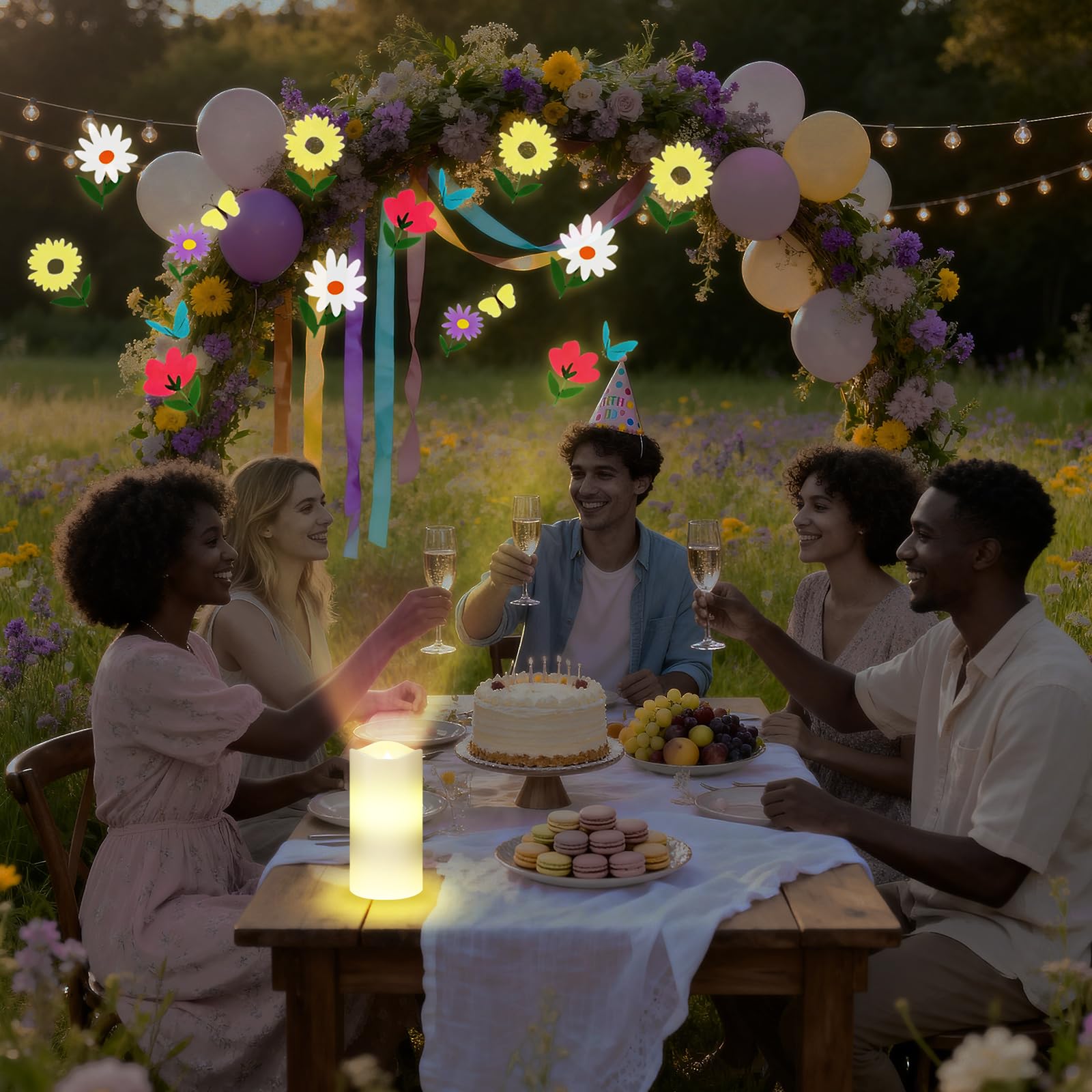 Baquler Wildflower flammenlose Kerzen Frühling Projektor Lichter Dekoration LED Kerze Batteriebetriebenes Nachtlicht mit Fernbedienung Timer für Hochzeit Tee Party Frühling Sommer Dekorationen für