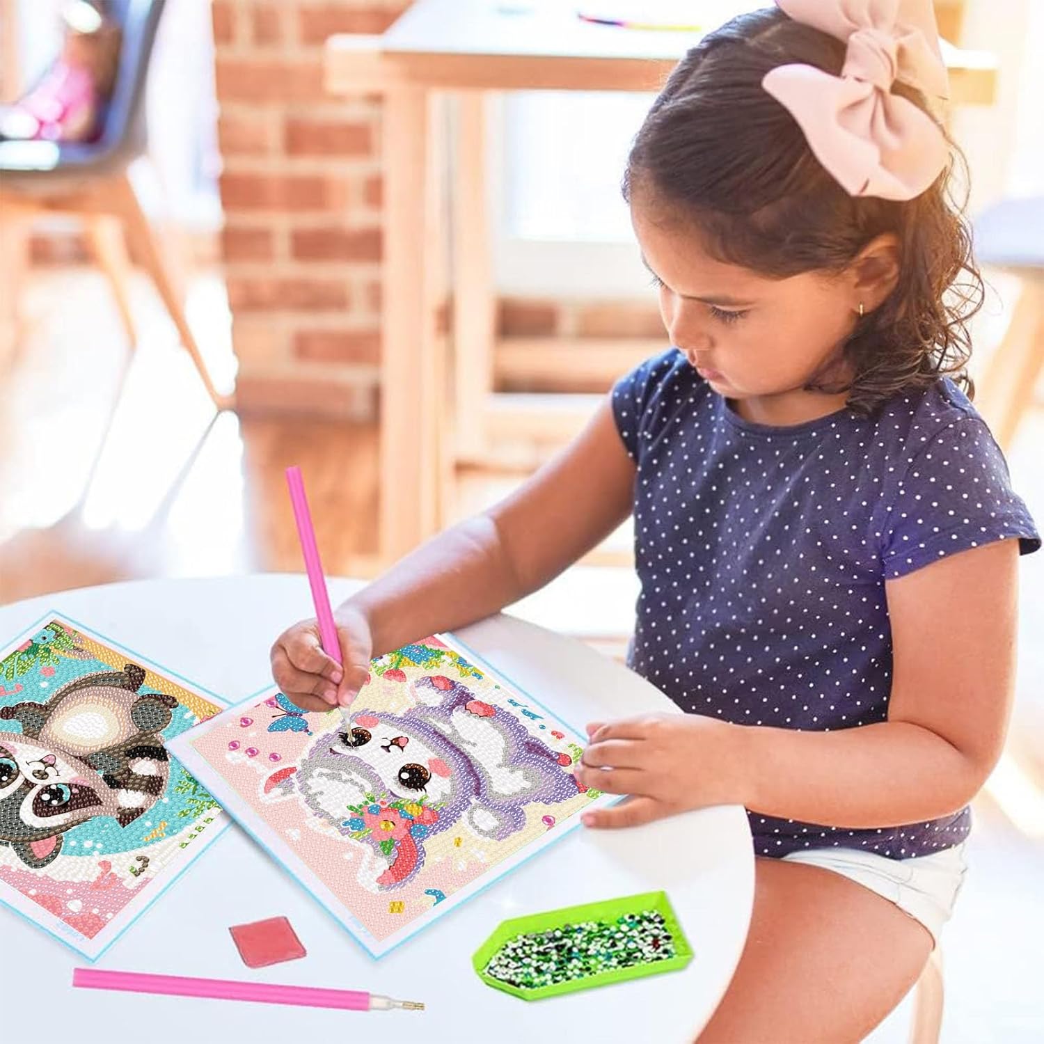 xackcme 4 PCS Diamond Art Painting Kits for Kids, Animal Diamond Art for Kids Ages 4-8-12, Sloth Alpaca Raccoon Gem Painting Kit Crafts Beginners for Gift Home Wall Decor (6x6 inch)