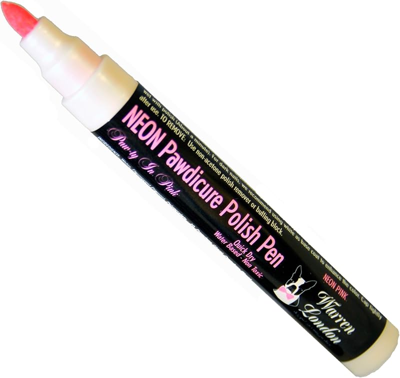 Caneta de Esmalte para Unhas de Cães Warren London Neon Pink, Secagem Rápida, 4,06 mL