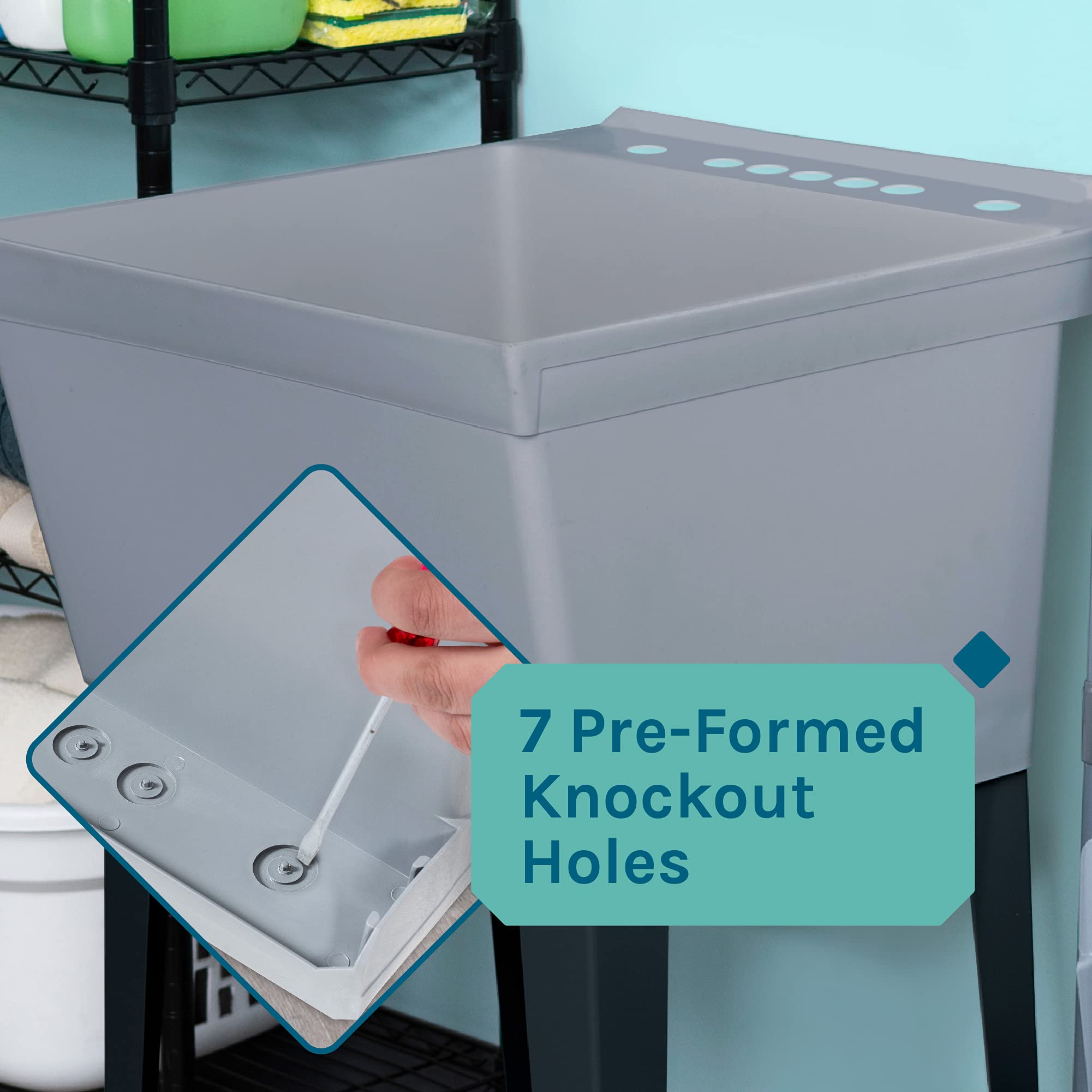 Buy Grey Utility Sink Laundry Tub With High Arc Black Faucet By VETTA