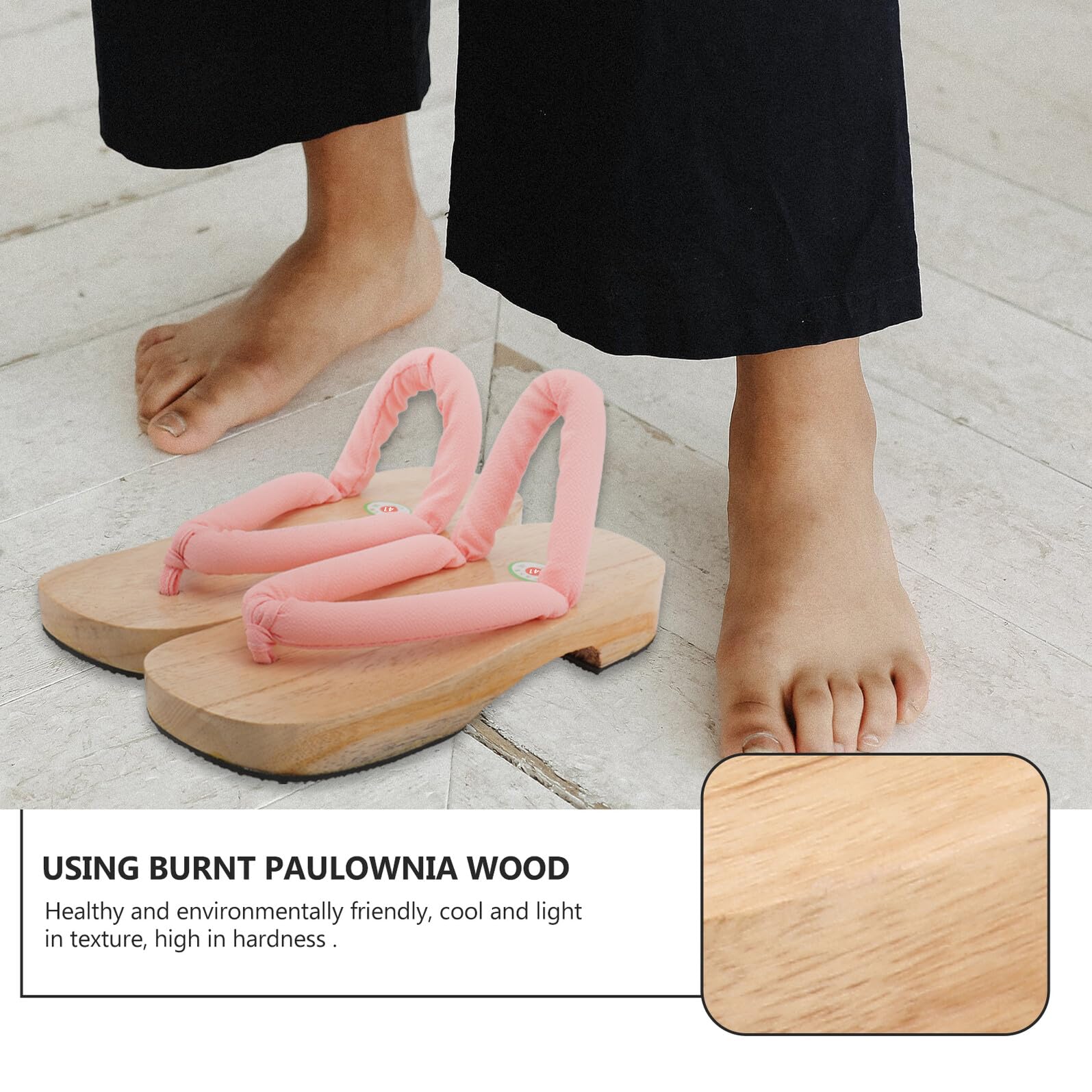 NOLITOY Sandalias Japonesas de Madera y Goma, Talla 41, 1 Par
