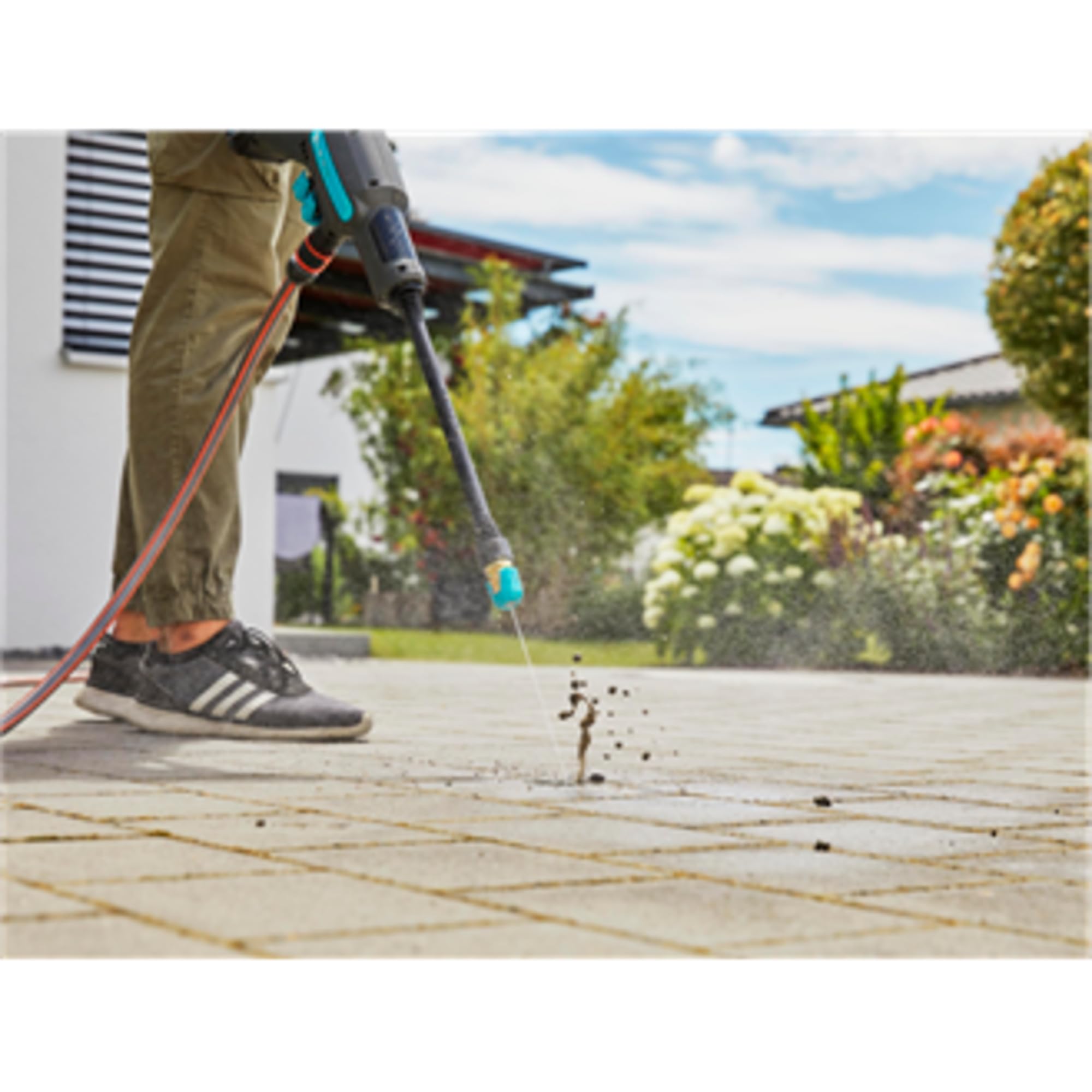 Gardena Akumulatorowa myjka średniociśnieniowa AquaClean 24/18V P4A – bez akumulatora: Regulowane ciśnienie wody, Dysze, Trzy tryby czyszczenia, przenośne narzędzie do użytku na zewnątrz (14800-55)