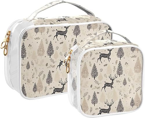 Miniatura 2 de Christmas Deer Pine Clear Toiletry Bag for Traveling,2 Pack Makeup Cosmetic Bag with Zipper,Travel Bag for Toiletries,Travel Essentials 21215122