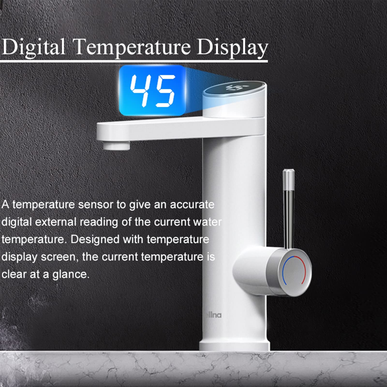 Rubinetto per lavandino del Bagno, Rubinetto per Acqua Calda istantanea, Rubinetto Elettrico, Rubinetti per Bagno per scaldabagno Senza Serbatoio, Rubinetto per Riscaldamento rapido con Display