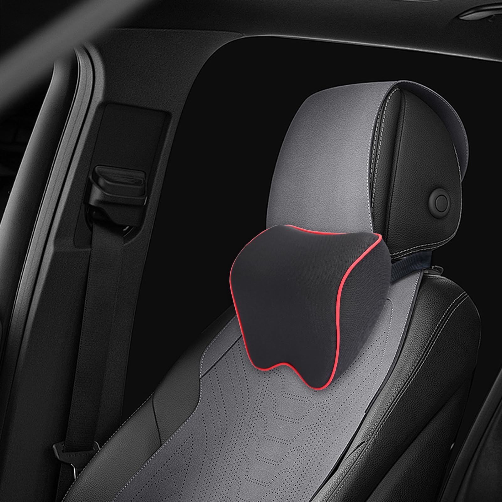 Durdiiy Car Headrest Pillow Driving Comfortable Soft Memory Foam Neck Support Pressure Pain Fatigue Relieve Breathable Removable Washable Cervical Pillow Cushion for Travel Office Home Car