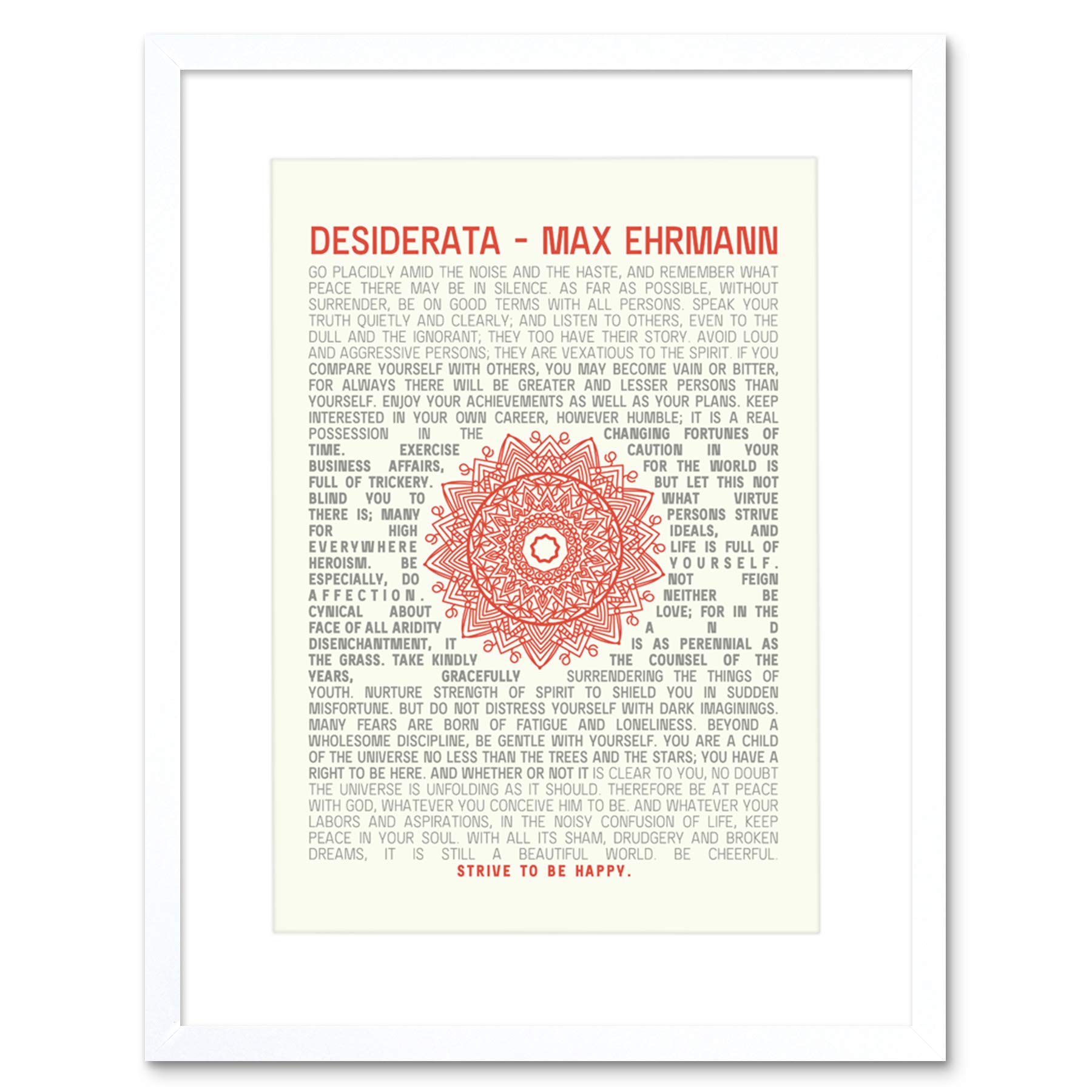 Wee Blue Coo Desiderata Ehrman Mandala Artwork Framed Wall Art Print 12X16 Inch