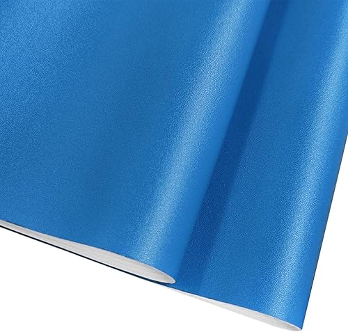 Miniatura 8 de HYANG - Hojas de piel sintética de color liso azul, 1 rollo de 12 x 53 pulgadas, piel sintética ideal para hacer proyectos de manualidades hechos a