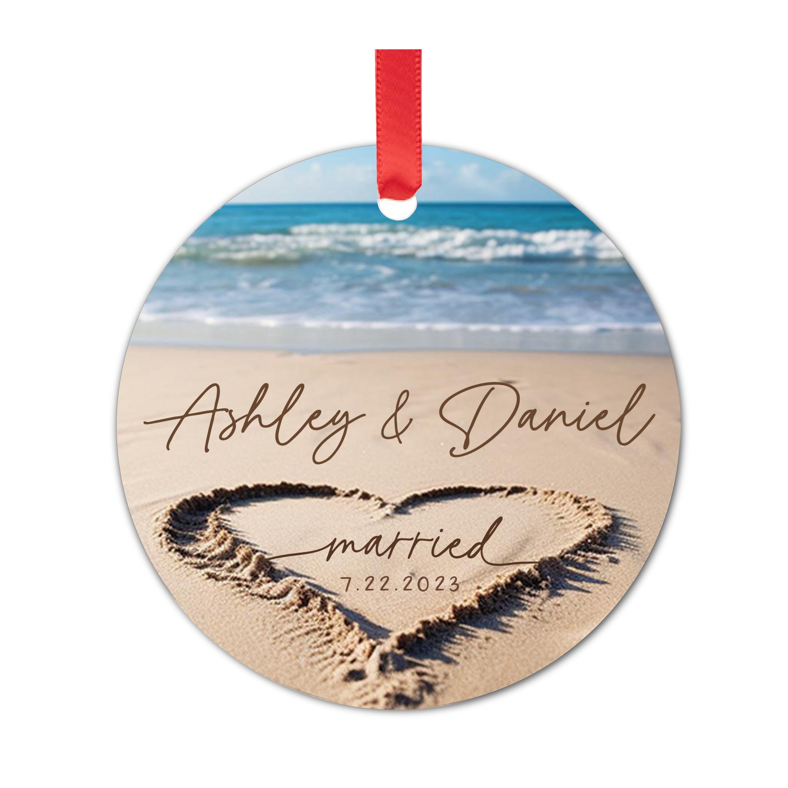 Personalized Beach Wedding Gifts 2024 - First Christmas Ornament 2024-1st Christmas Married - Newlywed Gift for Couples 2024