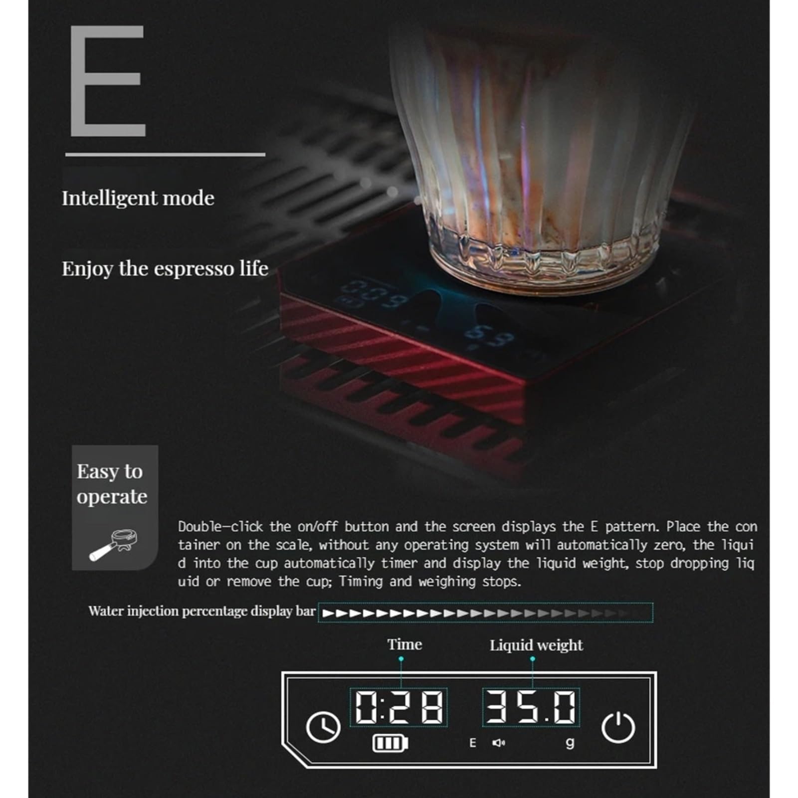 Balance numérique, Balance électronique en métal for café expresso, balance à café professionnelle de haute précision/balance à expresso(Metal-Scale-Red)