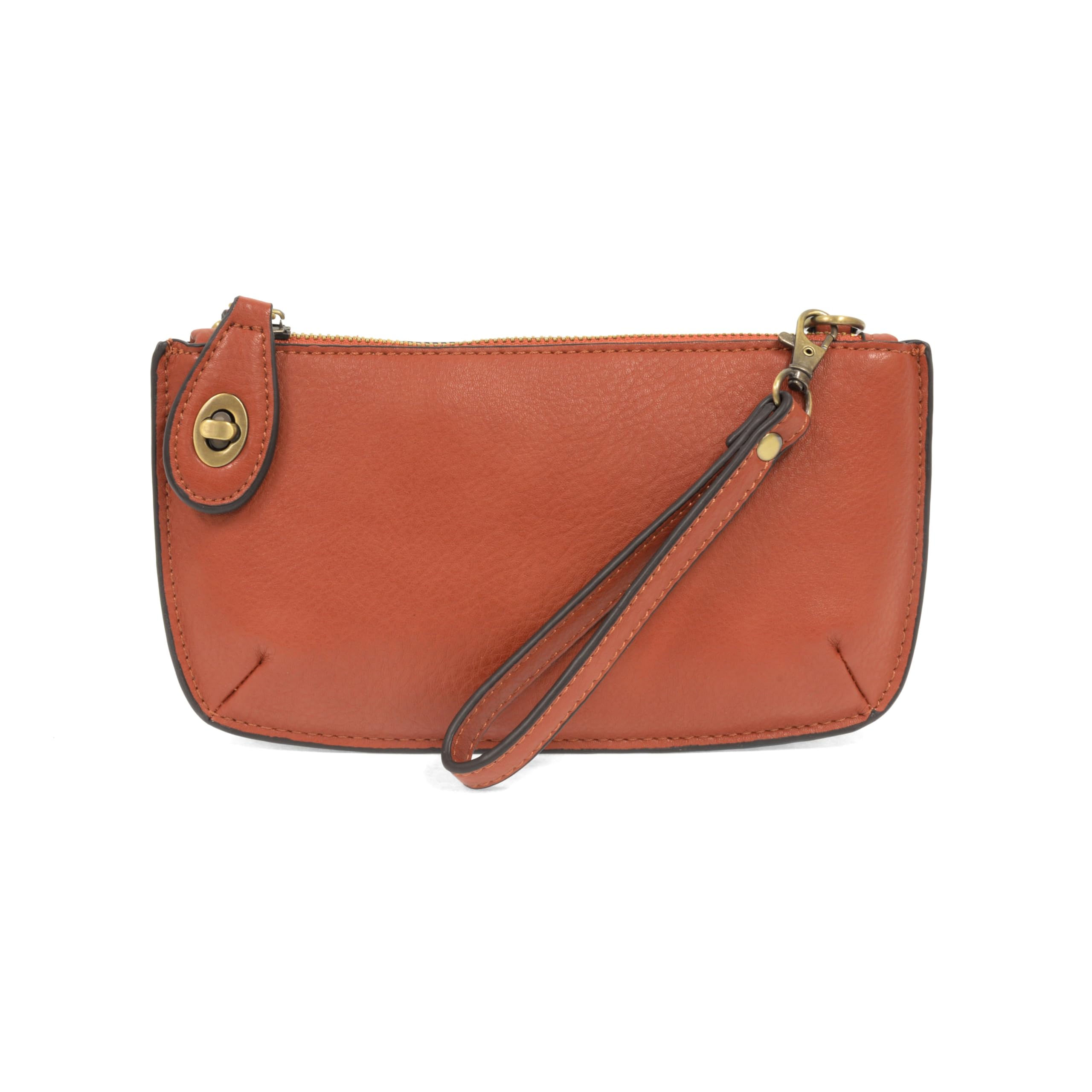 Joy Susan Womens Vegan Leather Mini Crossbody Wristlet Clutch - Cinnamon
