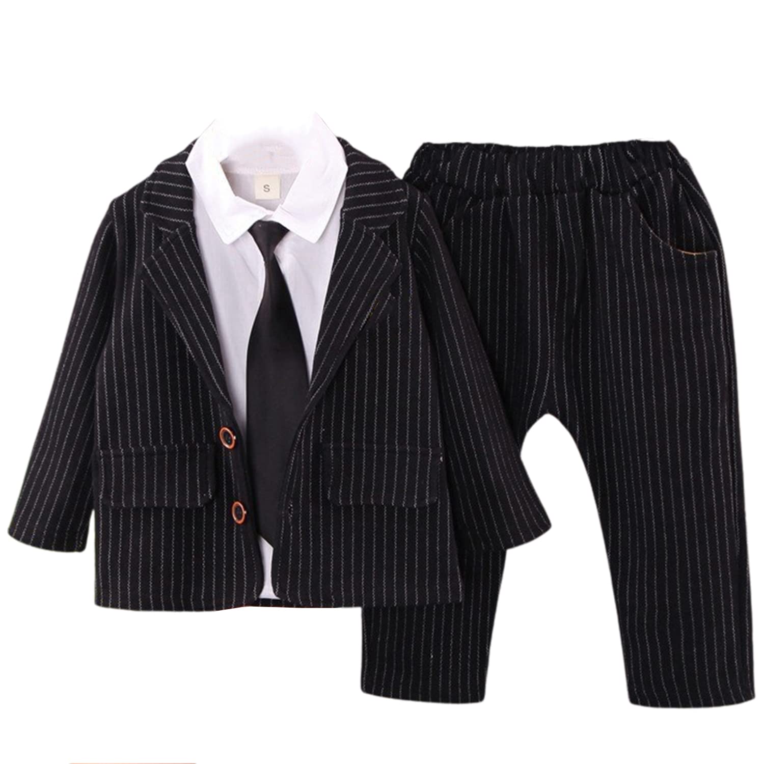 Costume à rayures garçon boutons ensemble infroissable bal - 7