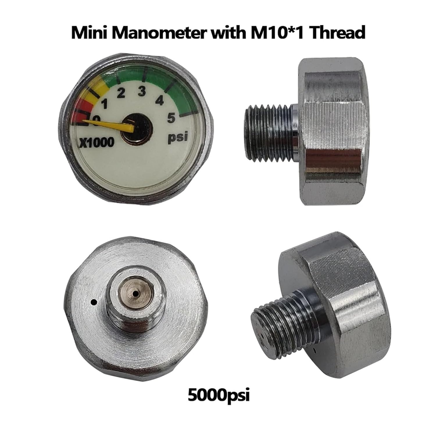 Air Mini Micro Pressure Gauge Manometer M10*1 Threads 600PSI/3500PSI Bull /4000PSI/4500PSI/5000PSI/6000PSI/30/40Mpa for Cricket(3500psi Bull)