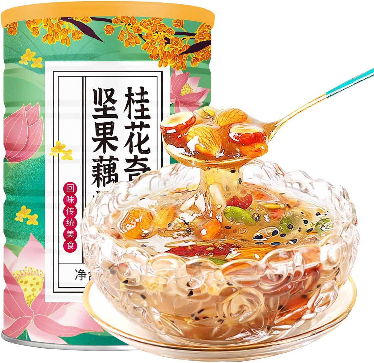 Lotus Root Powder Soup 17.63 oz/500 g Mixed Nuts Dried Fruit Chia Seeds Osmanthus Black Sesame Seeds Jujube Chinese Family Instant Breakfast Powder