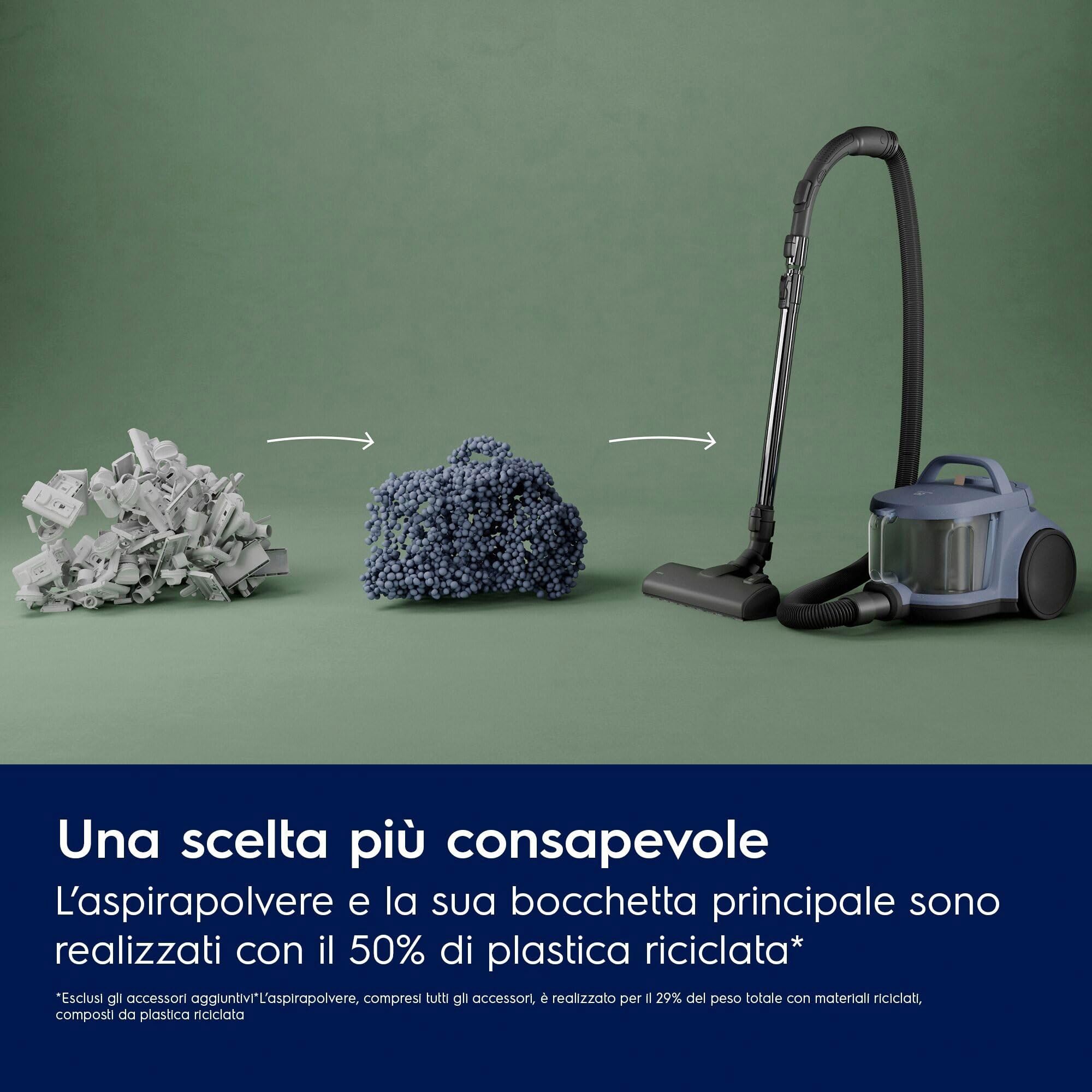 Electrolux Animal 500 Aspirapolvere a Traino Senza Sacco, EL51A2UG, Spazzola Turbo per Peli di Animali, Tecnologia ciclonica, Capacitá 2 Litri, Filtro HEPA, 78 dB(A), Grigio