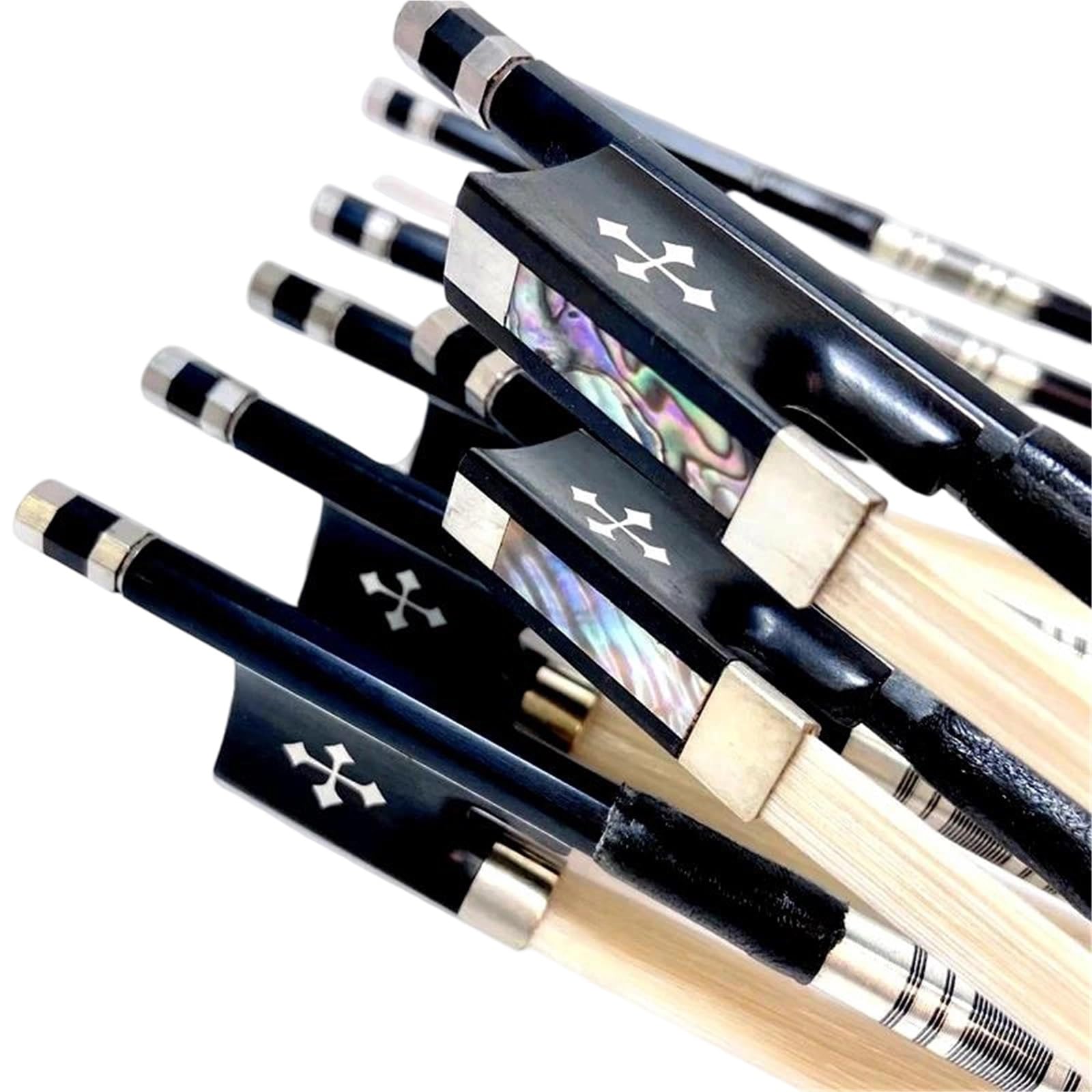 Arco Profesional De Violín 10 Uds Fuerte Profesional Negro Fibra De Carbono 4/4 3/4 1/2 1/4 Arco Violín Ébano Blanco Horesehair Cola Caballo(1-4)